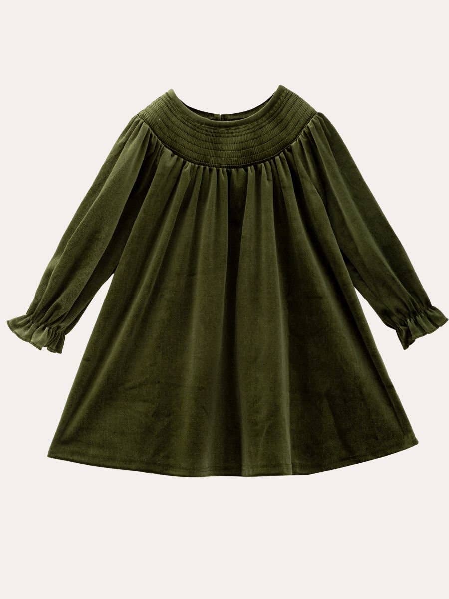 The Hair Bow Company - Classic Smocked Holiday Girls Velvet Dresses: Red / 4T