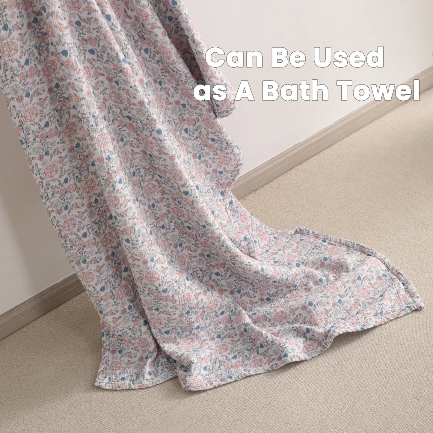 Bay & Loom - Muslin Cotton Baby Swaddle Blanket, Toddler Nursery Blanket: Vintage Floral / 30"x 40" / 2-Layer