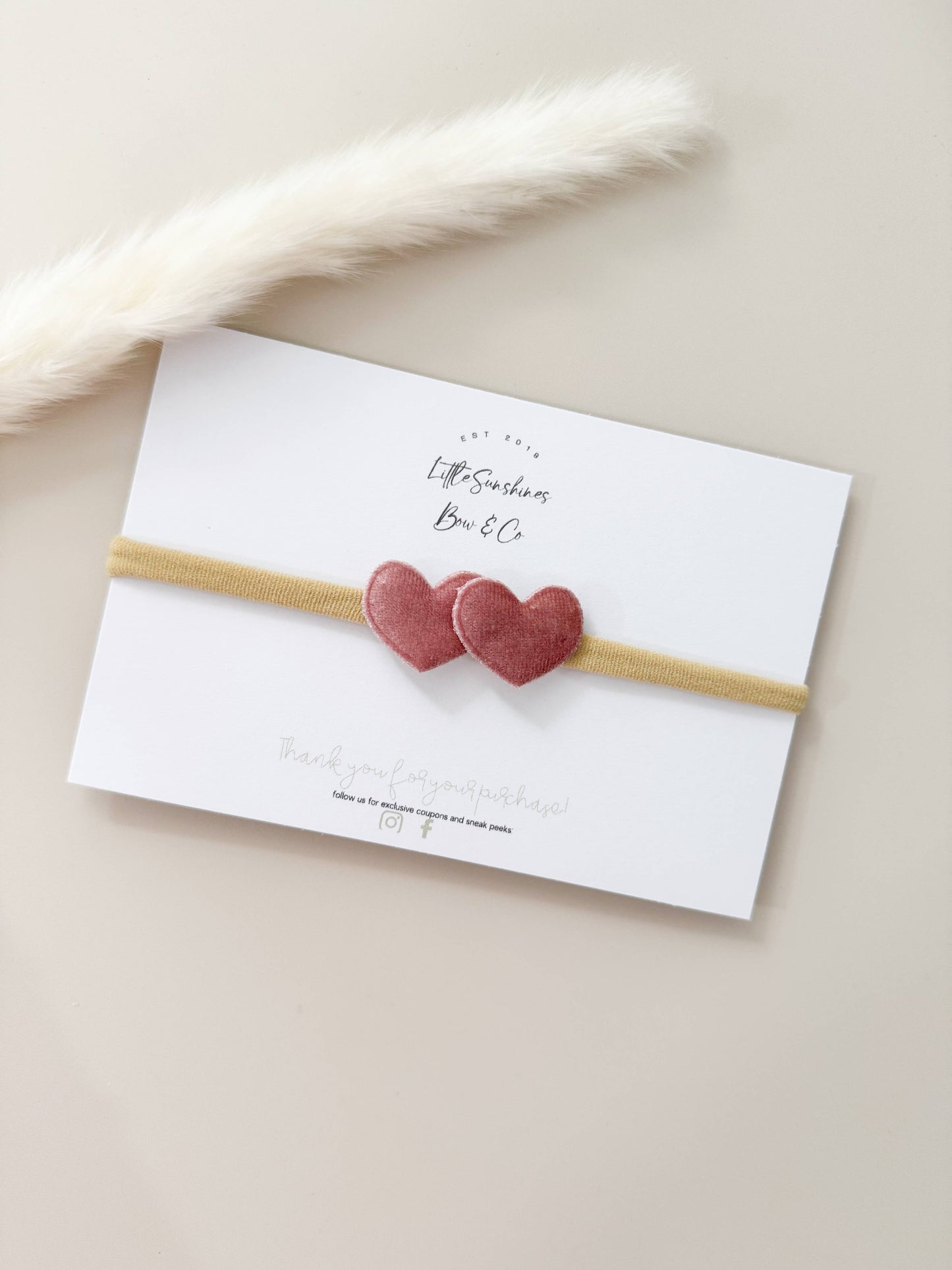 Little Sunshines Bow & Co - Double Velvet Heart Nylon Headband: Royal Blue