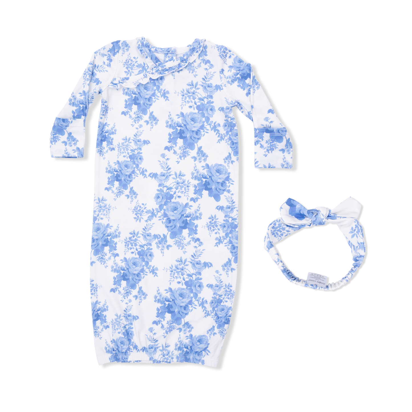 Angel Dear - Dream Cottage Floral - Kimono Gown & Knot Headband: 0-3M