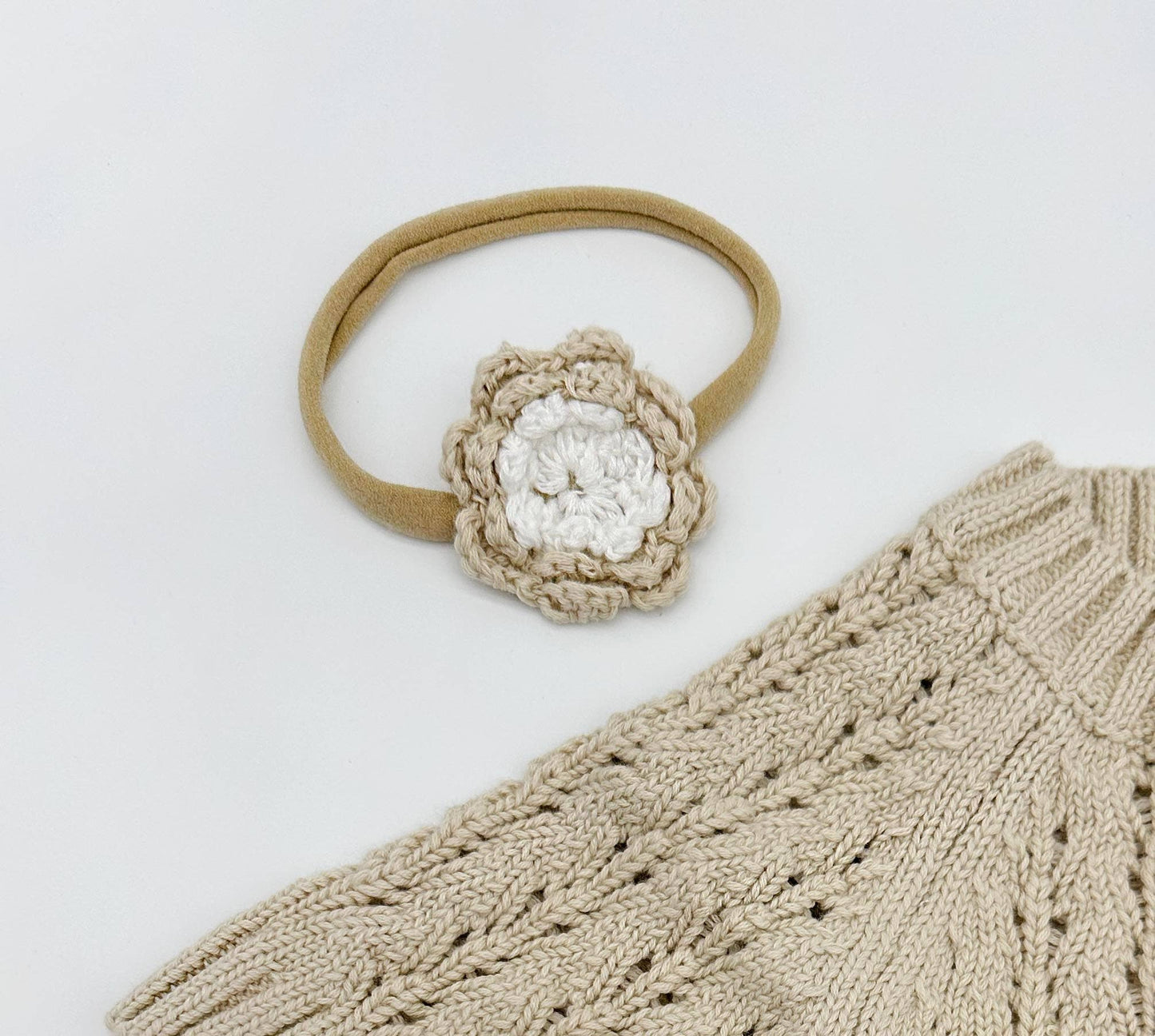 OLIVE & CRADLE - Crochet Flower Headband: Without Card / Mauve-1 / Triple Flower