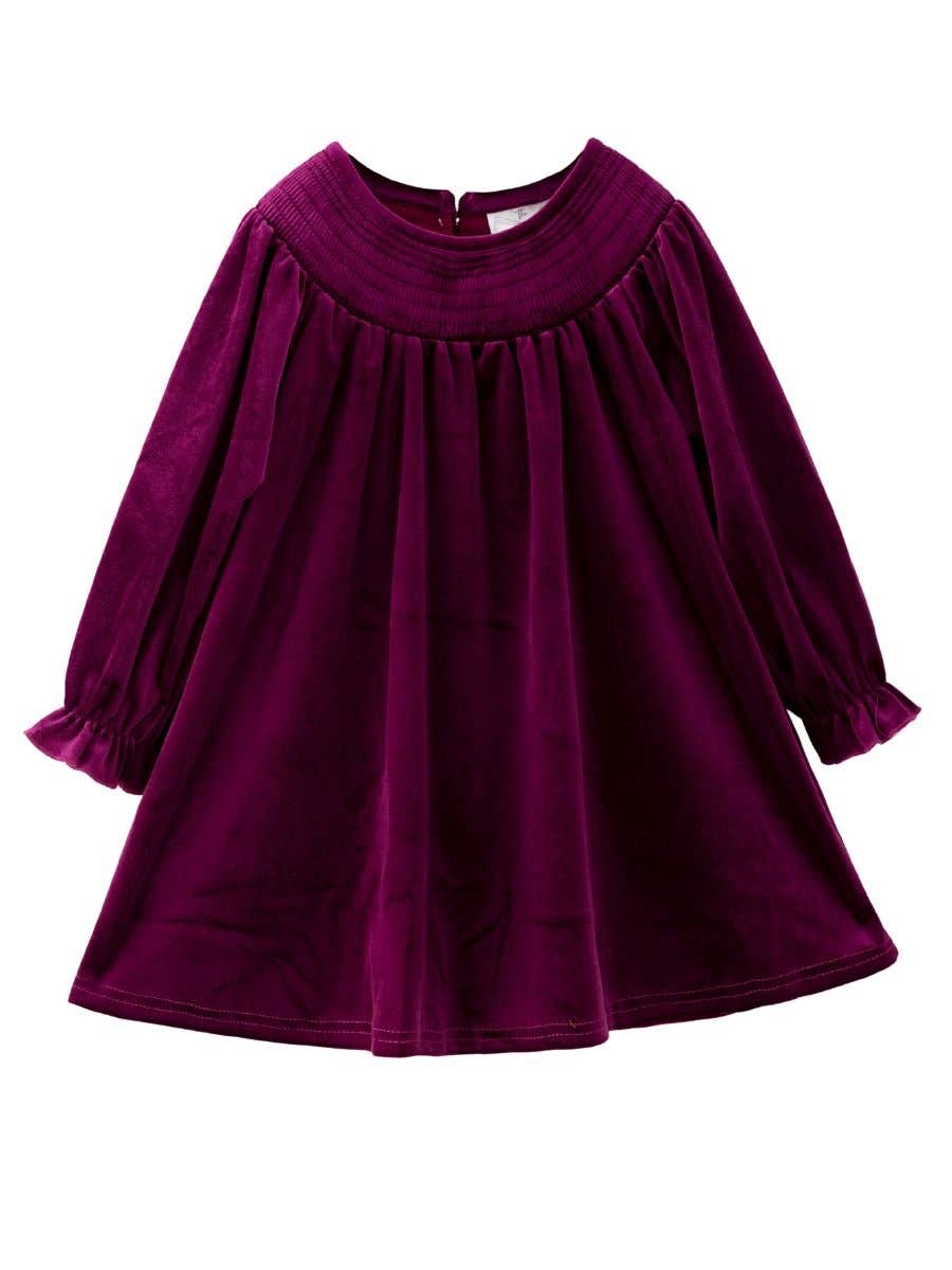 The Hair Bow Company - Classic Smocked Holiday Girls Velvet Dresses: Red / 10Y