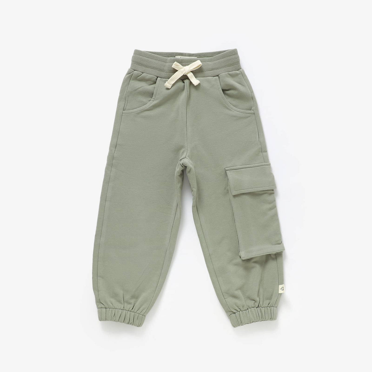 Almond Bud - The French Terry Organic Cotton Beach Jogger Set: Muted Sage / 12-18M