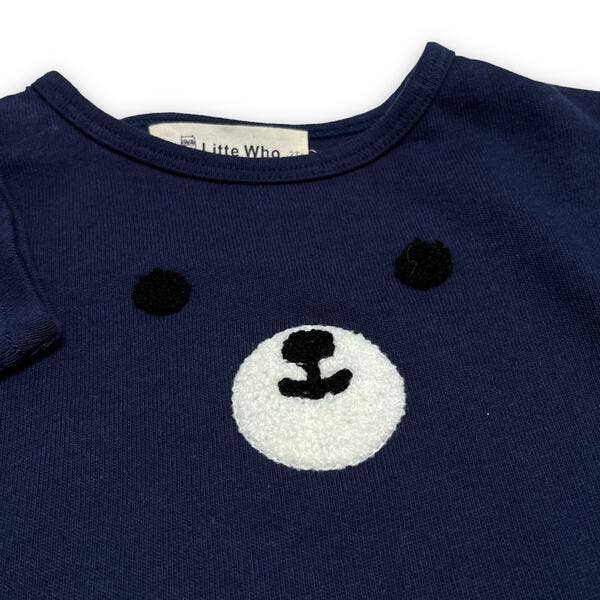 A85 72218 *LITTLE WHO* Bear Face Long Sleeve Top (2 Colors)