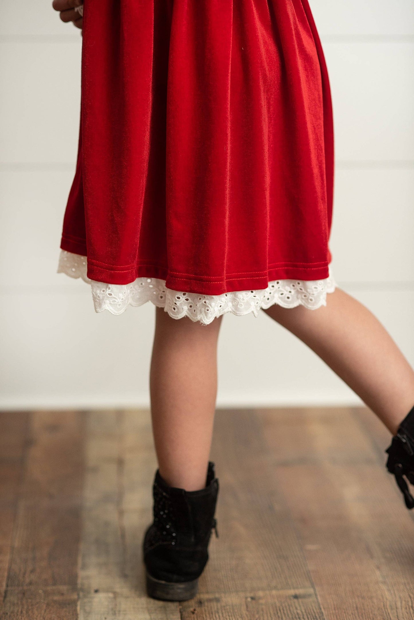 Red Velvet Smocked Dress