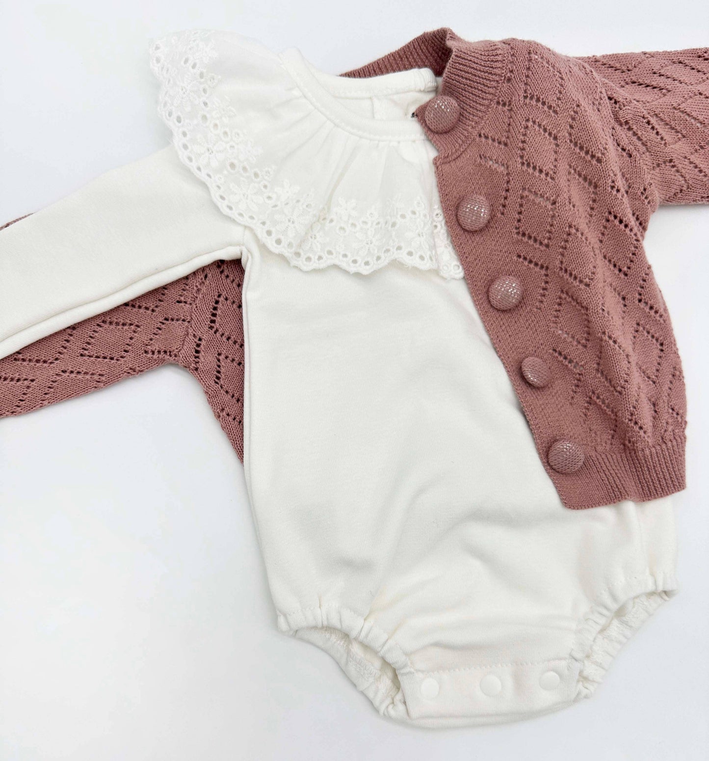 OLIVE & CRADLE - Ellanor Sweater: Petal pink / 0-3 months