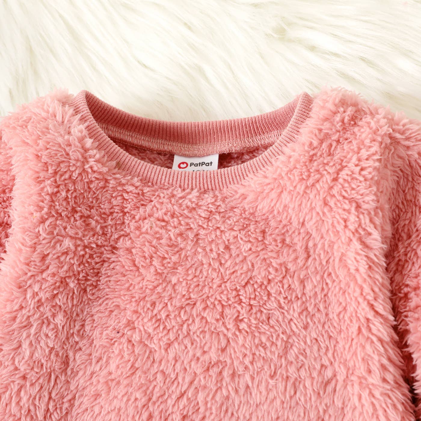 PatPat - 2pcs Baby Boy/Girl Thermal Fuzzy  Pullover and Pants Set: Pink / 12-18 Months