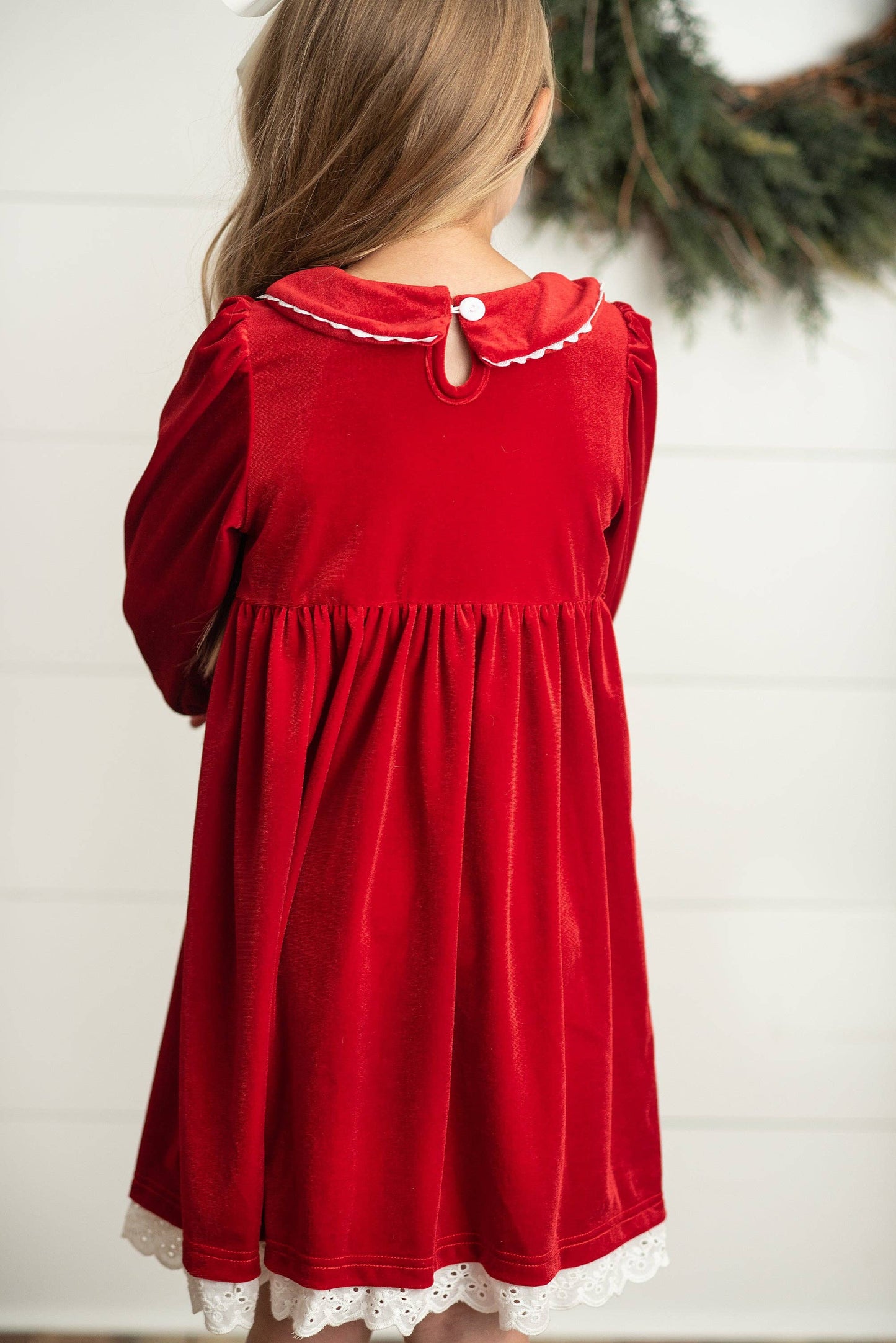 Red Velvet Smocked Dress