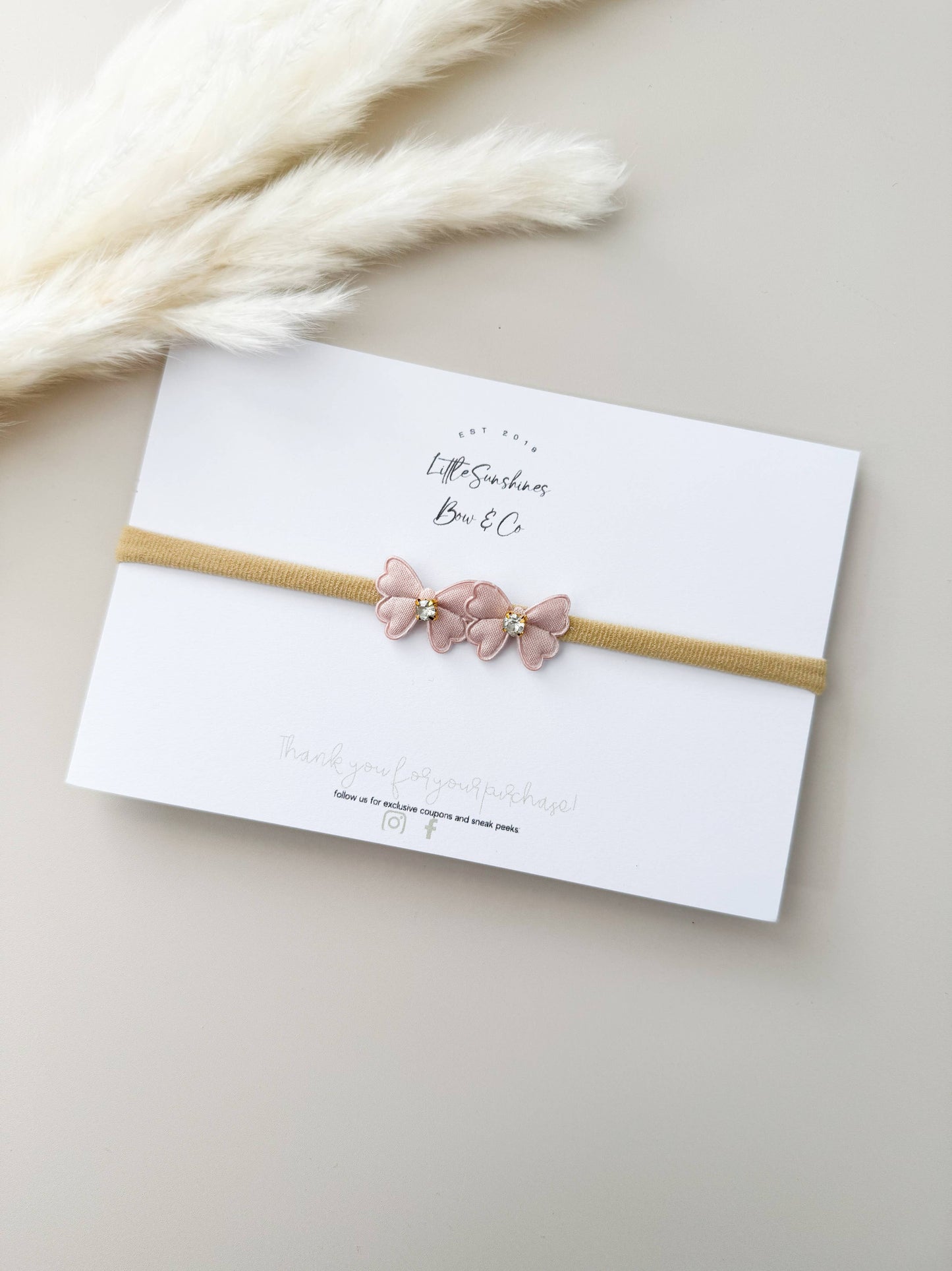 Little Sunshines Bow & Co - Mini Butterfly Nylon Headbands: Pink