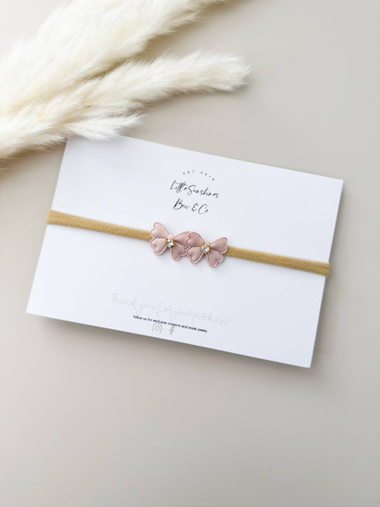 Little Sunshines Bow & Co - Mini Butterfly Nylon Headbands: Pink