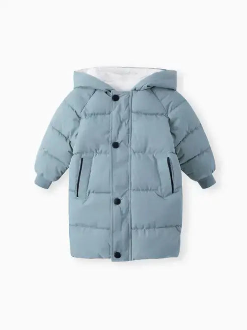 PatPat - Toddler/Kid Unisex Basic Solid Color Button Padded Coat: Blue / 6-7T