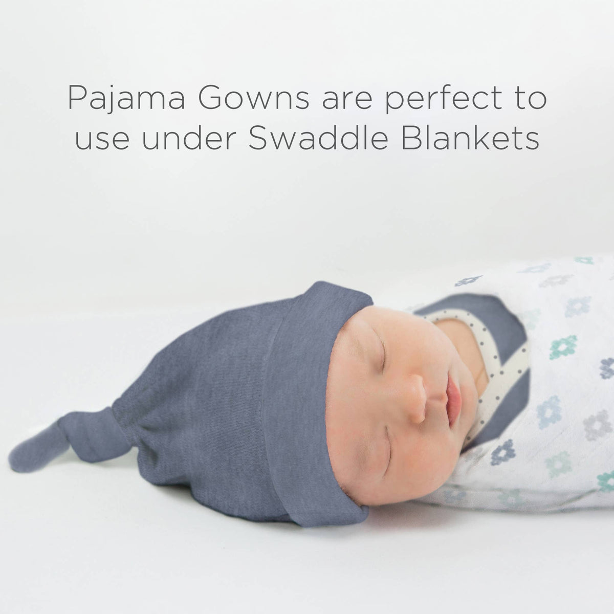 SwaddleDesigns - Pajama Gown, Heathered Denim, 0-3 Months: Small 0-3 Months