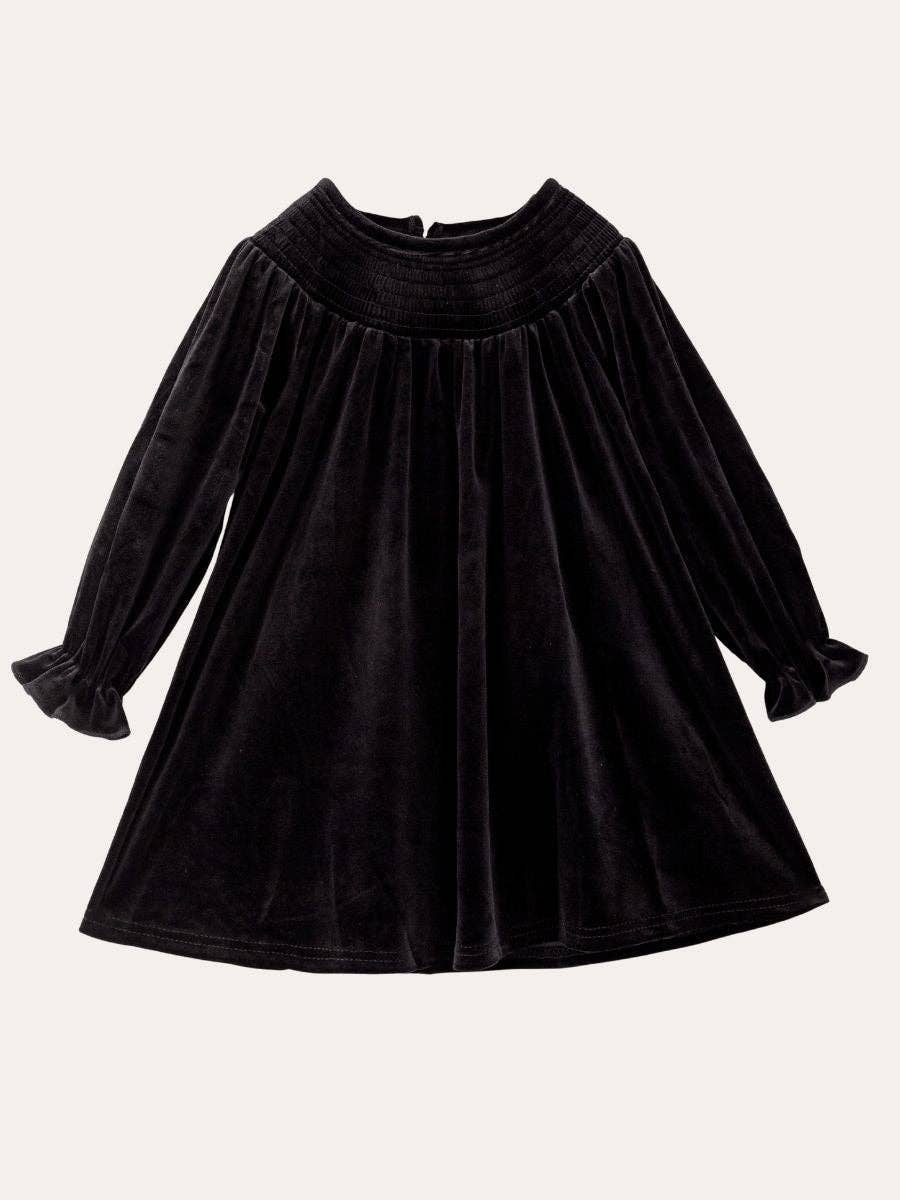 The Hair Bow Company - Classic Smocked Holiday Girls Velvet Dresses: Red / 4T