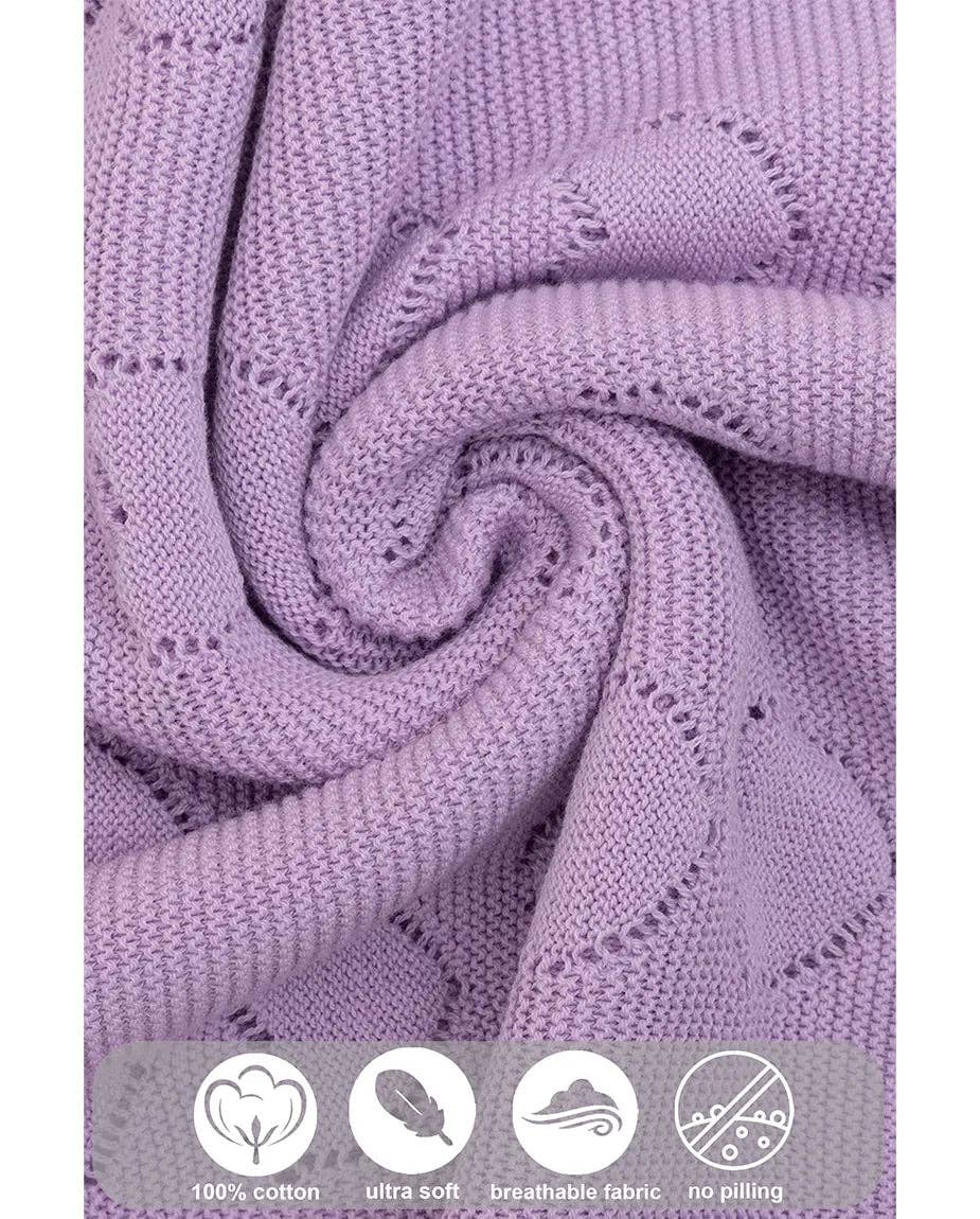 Lilax - Baby Girl Cotton Knit Heart Receiving Blanket: Beige / One Size