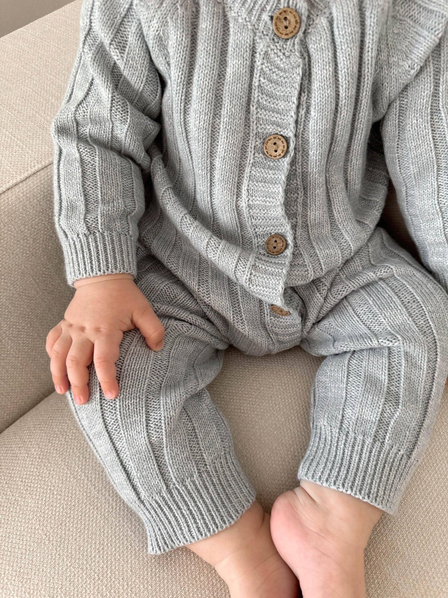 OLIVE & CRADLE - Milo Jumpsuit: Heathered blue / 3-6 monthsUS numeric