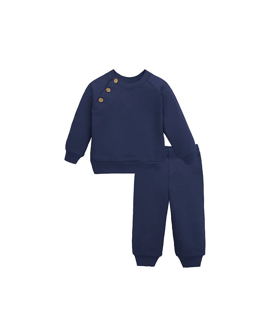 Lilax - Baby Cotton Sweatshirt & Sweatpant Set: Navy / 6-9M