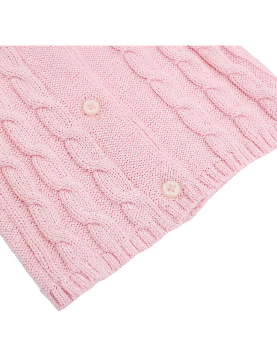 Lilax - Baby Girls' Cable Knit Long Sleeve Cotton Cardigan: Cream / 12-18M