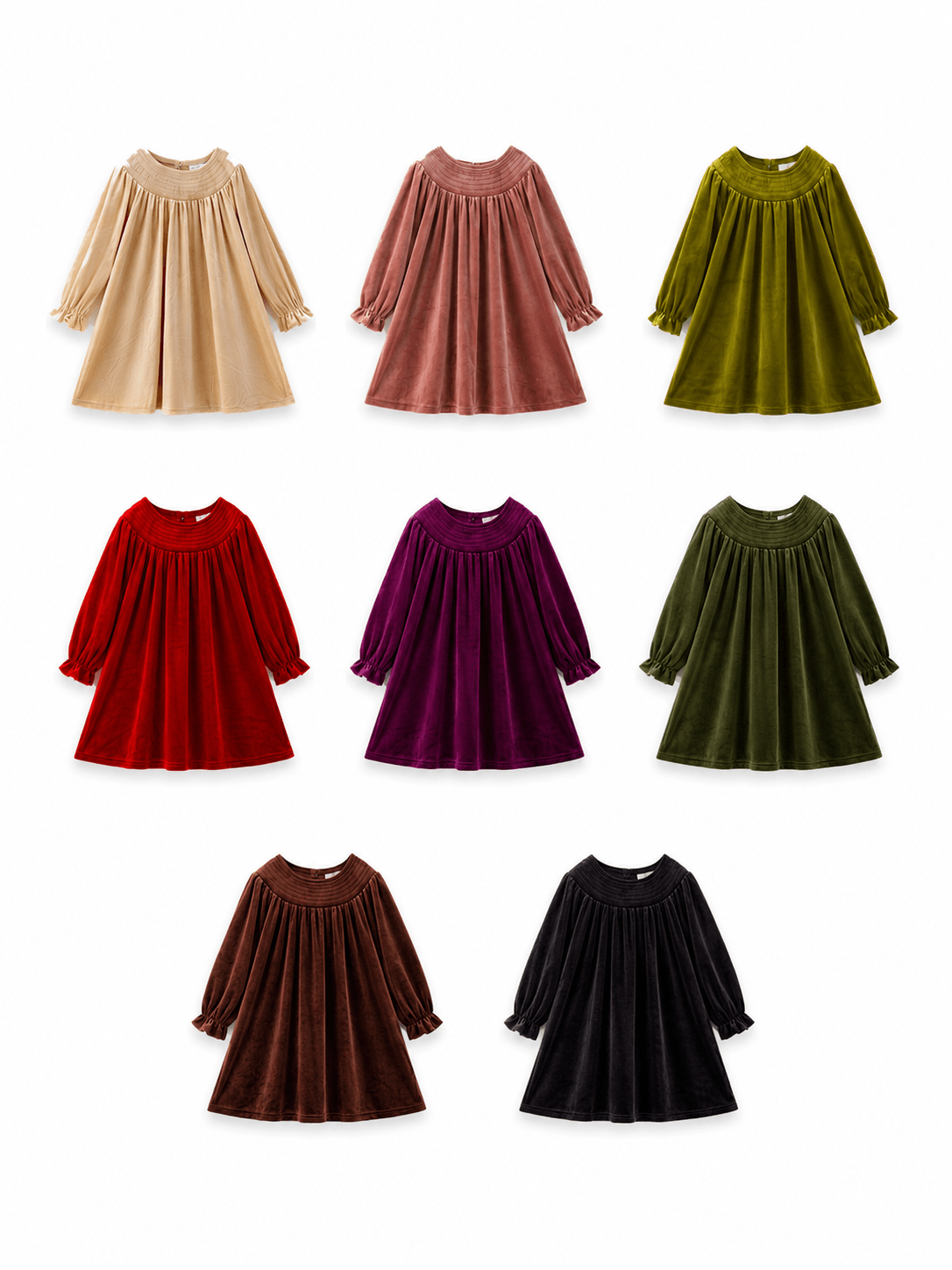 The Hair Bow Company - Classic Smocked Holiday Girls Velvet Dresses: Red / 3T