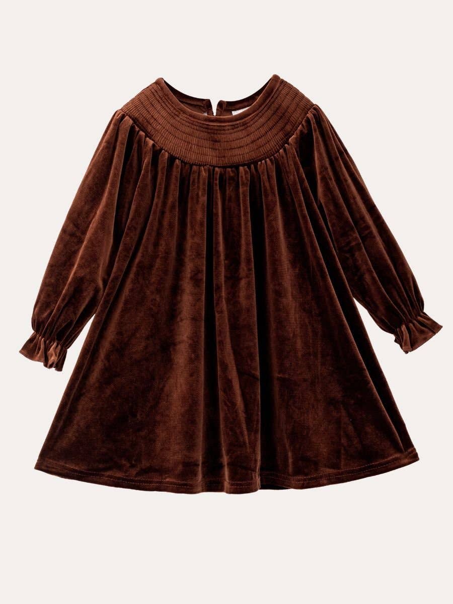 The Hair Bow Company - Classic Smocked Holiday Girls Velvet Dresses: Red / 5T