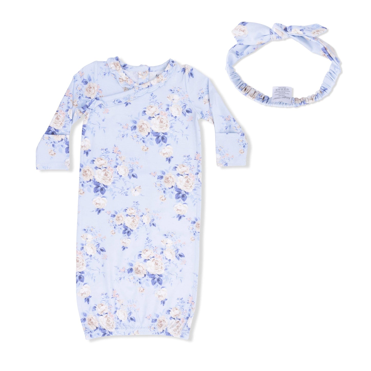 Angel Dear - Ashley Rose Floral - Kimono Gown & Knot Headband: 0-3M