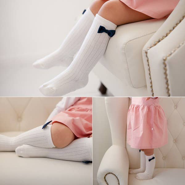 Vaenait Baby - Nana Ribbon Knee Socks - White: White / M (3 ~5T)