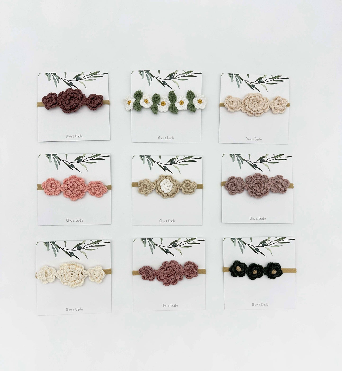 OLIVE & CRADLE - Crochet Flower Headband: Without Card / Pink-1 / Single Flower