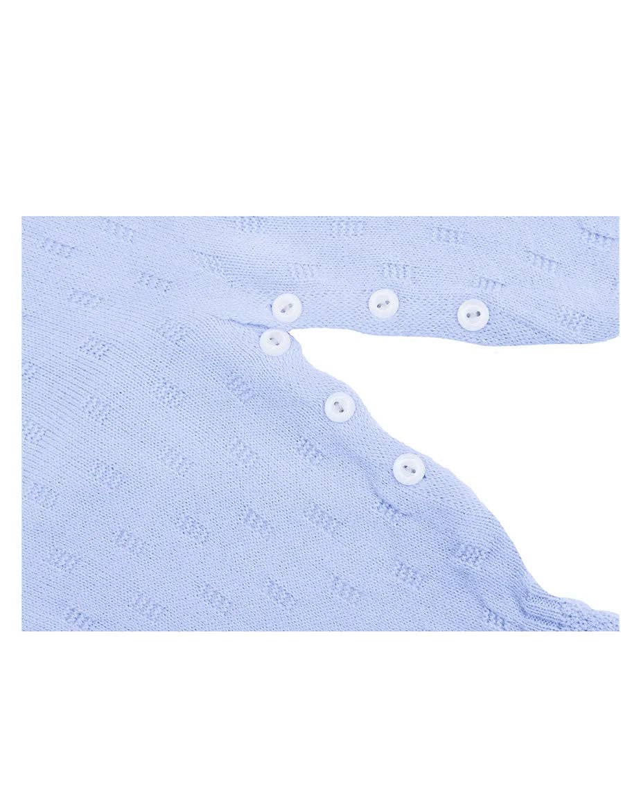 Lilax - Newborn Baby Pointelle Textured Knit Jumpsuit: Blue / 6-9M