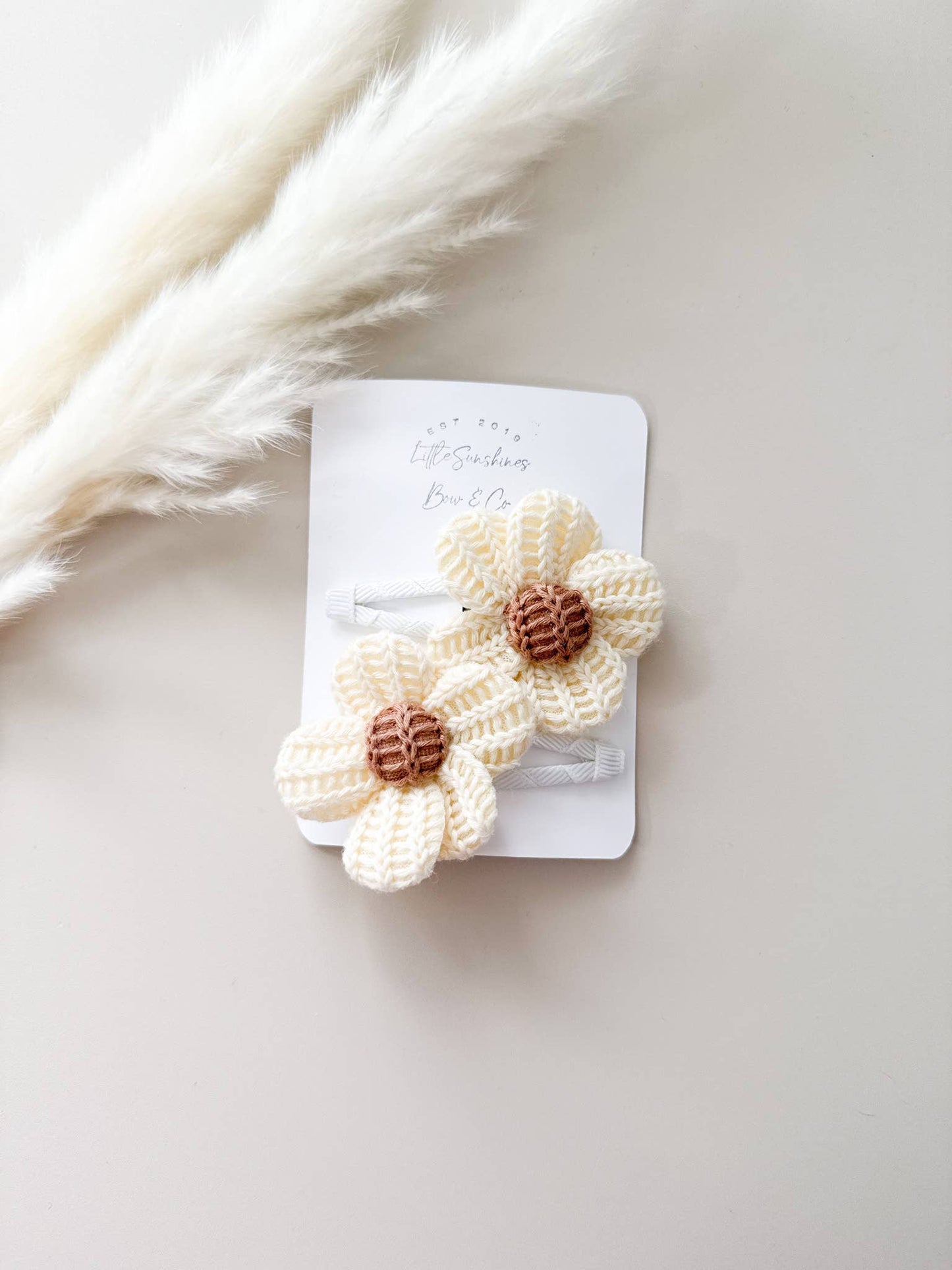 Little Sunshines Bow & Co - Quilted Flowers Hair Clips & Headbands: Brown & Cream Flower / Nylon Headband