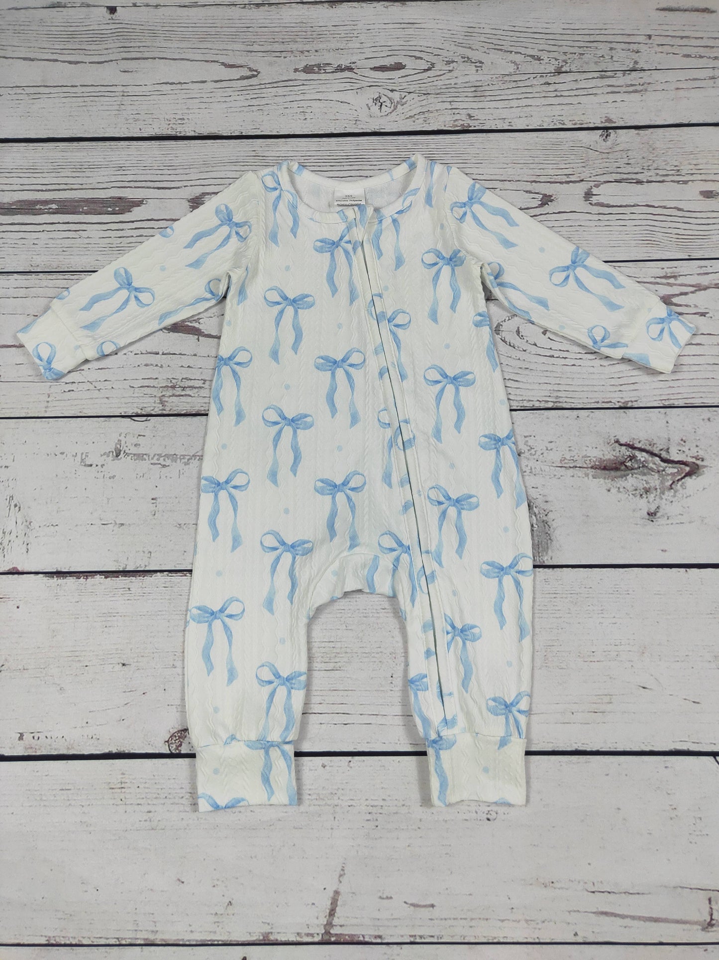 sassy kids palace - Light Blue Bow Baby Zip Sleeper: 3-6M