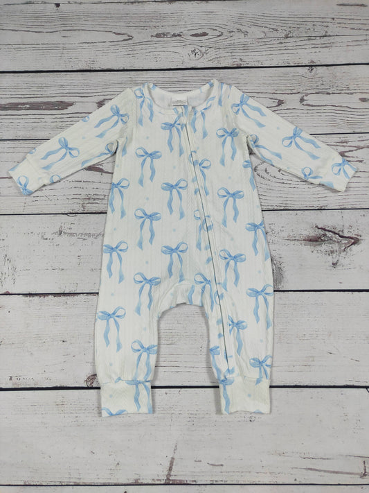 sassy kids palace - Light Blue Bow Baby Zip Sleeper: 2T