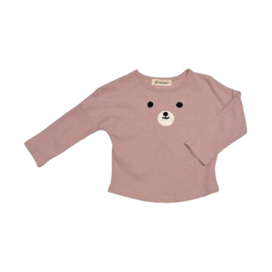 A85 72218 *LITTLE WHO* Bear Face Long Sleeve Top (2 Colors)