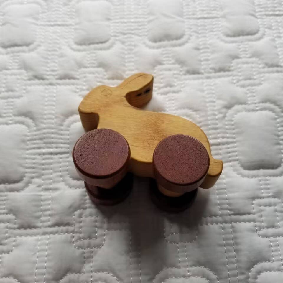 Wooden Bunny Trolley Toy Car