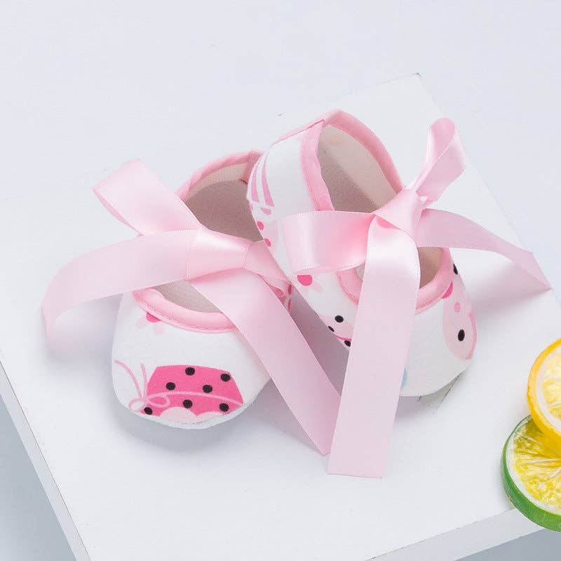The Find Peaks - Girls' Cute Printed Cotton Baby Walker Shoes: Pink with Roses / 2-3(11)