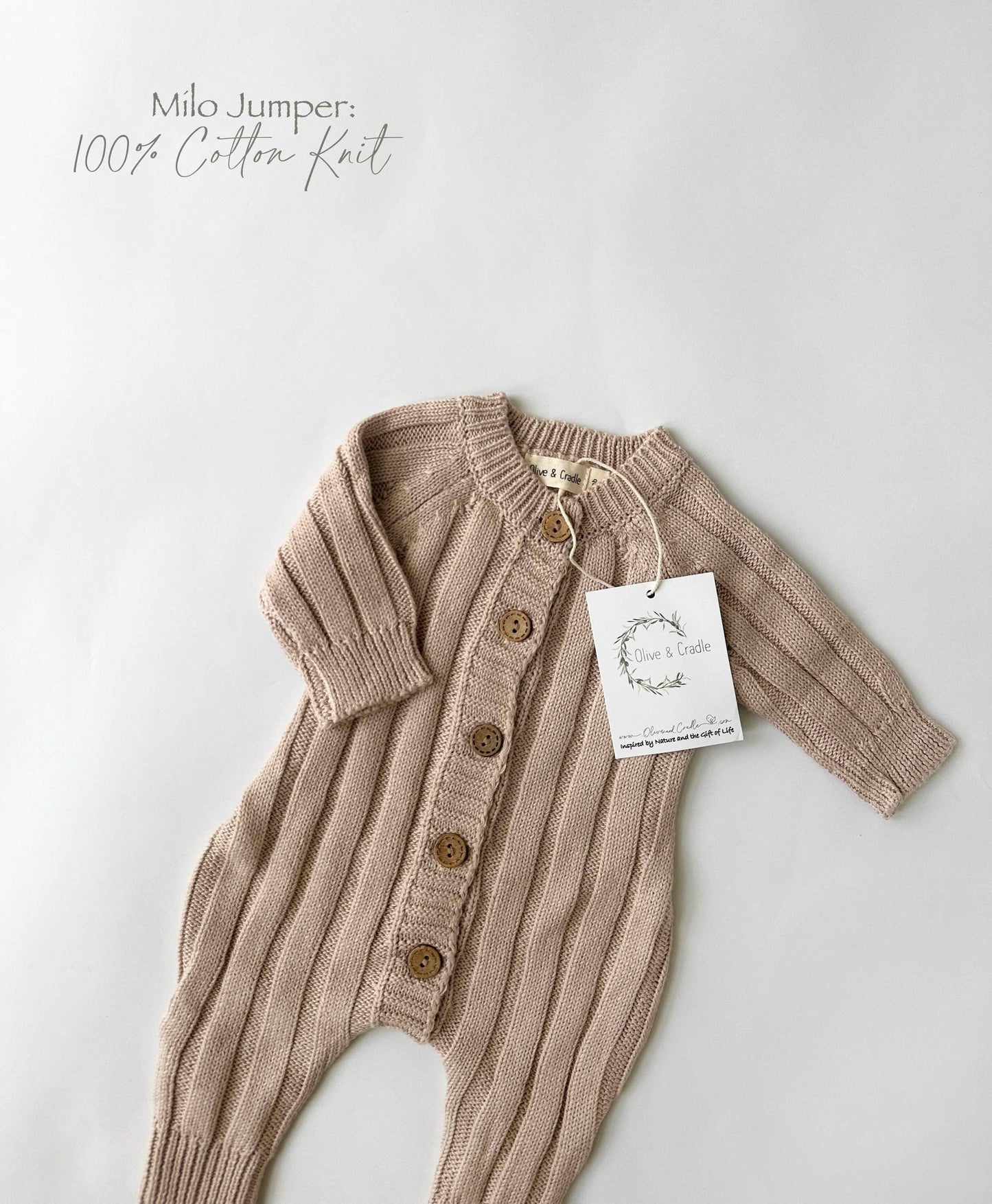 OLIVE & CRADLE - Milo Jumpsuit: Taupe / 12-18 monthsUS numeric