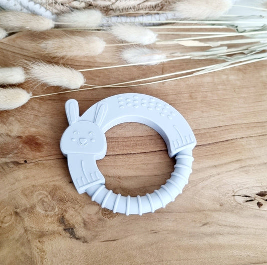 Silicone rabbit teether - Light Grey