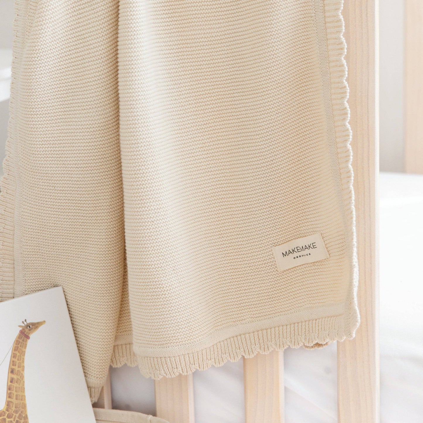 Organic Cotton Scalloped Baby Blanket - Vanilla Natural