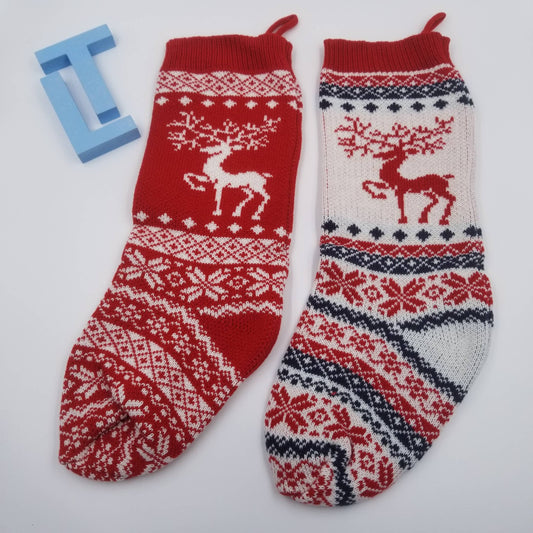 Reindeer Wool Knit Christmas Stocking