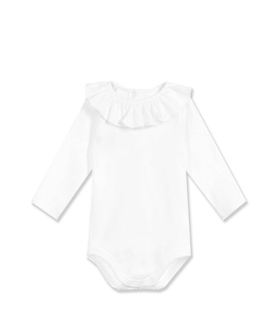 Baby Girl's Bodysuit with Cotton Ruffle Collar
