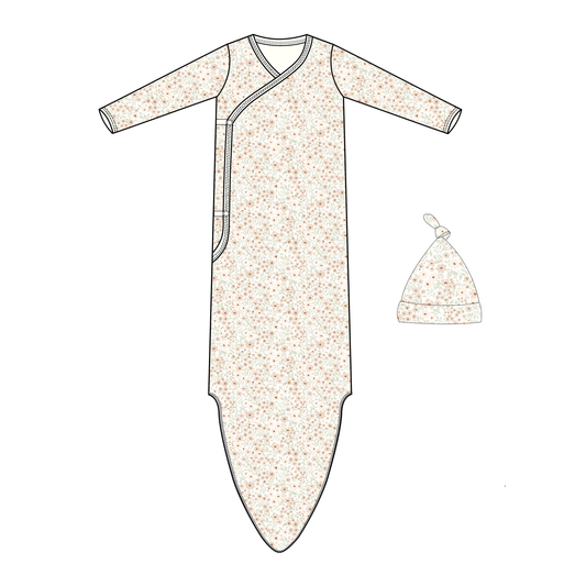 Organic Kimono Knotted Sleep Gown - Summer Floral