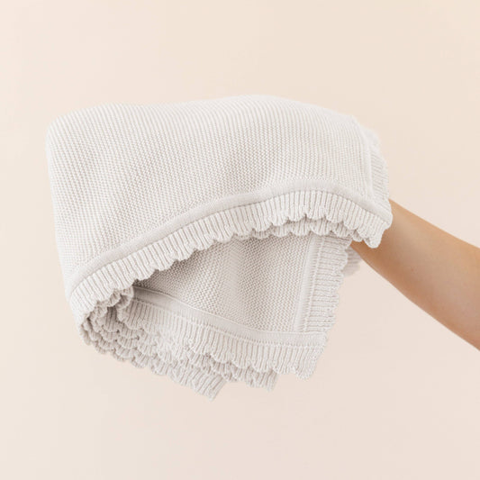 Organic Cotton Scalloped Baby Blanket - Ella Ivory
