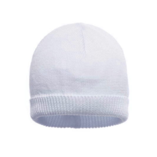 White Tricot Baby Hat 100% Cotton