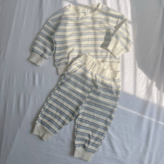 Striped Waffle Lounger Set - Clay