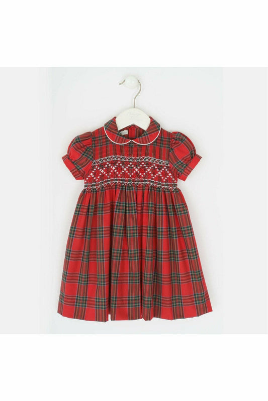 Baby Girl Diamond Plaid Short Sleeve Dress