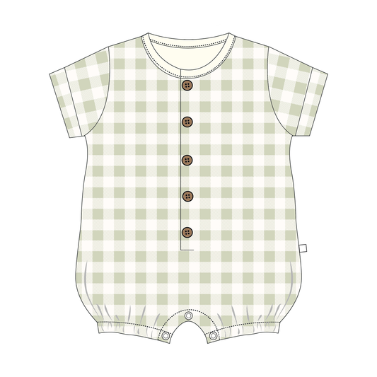 Organic Short Bubble Romper - Gingham