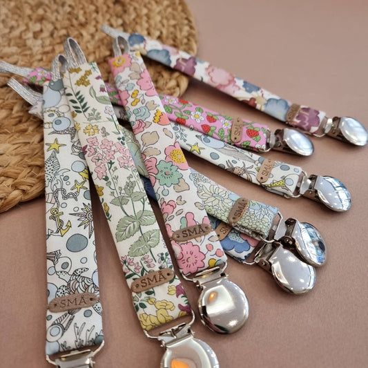 PACIFIER-CLIPS, 10pcs, random Liberty print