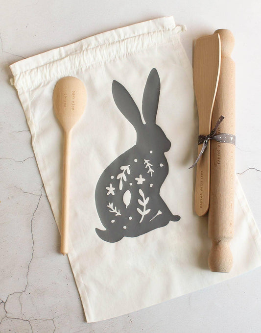 Wooden Baking Utensil Set with Bag, Hare