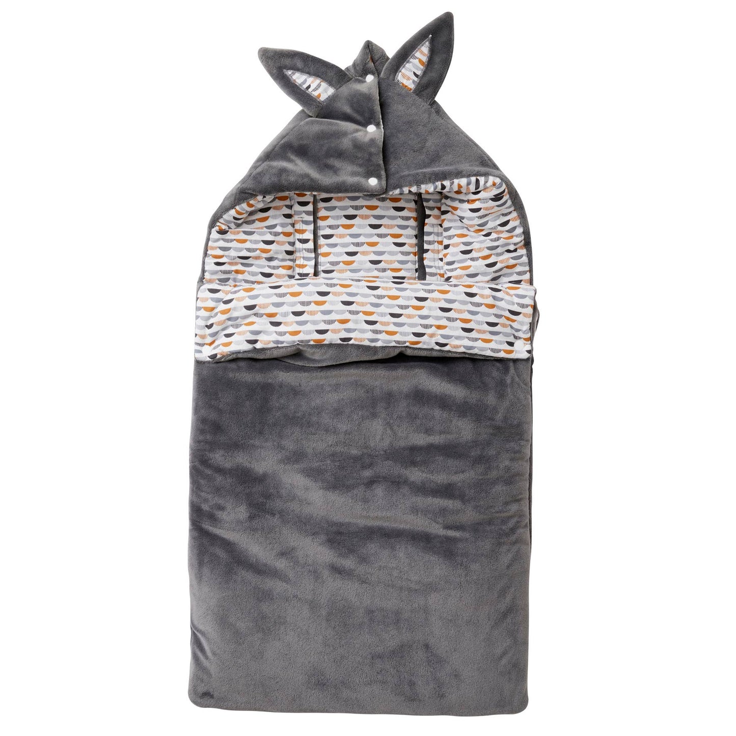 Minky & anthracite/camel cotton baby nest