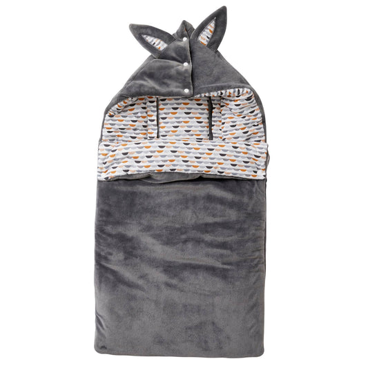 Minky & anthracite/camel cotton baby nest