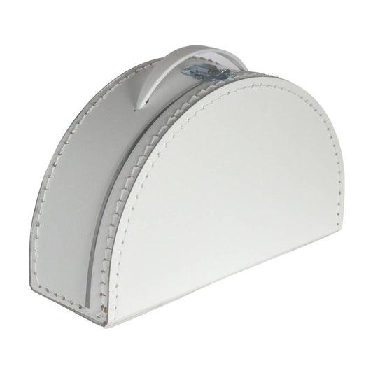 White half round suitcase 28 cm