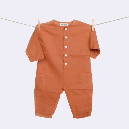 Long overalls linen and organic cotton